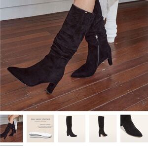 Elegant Black Suede Knee-High Boots